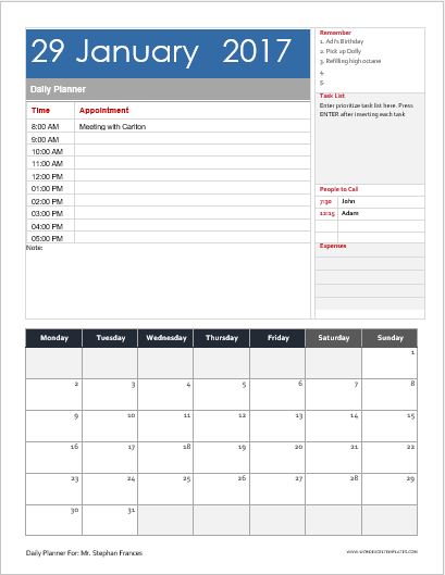 Daily Weekly Monthly Planner Templates For MS Word Word Excel 