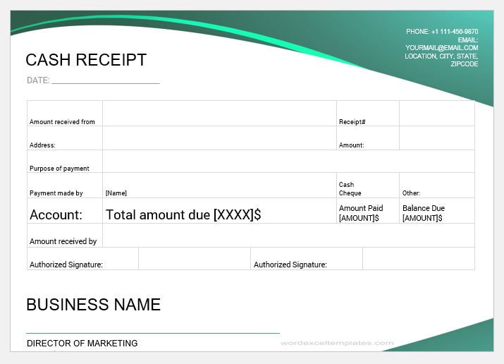 16 Printable Cash Payment Receipts For MS Word Word Excel Templates