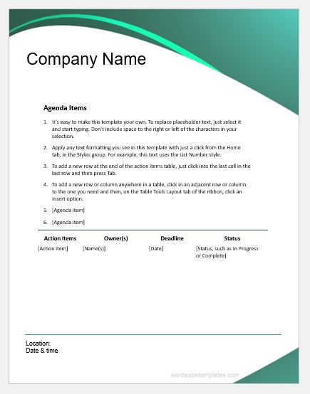 Formal Meeting Minute Templates for MS Word .doc | Word ...