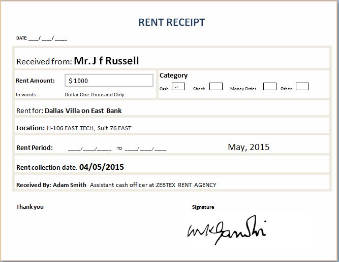 Word Document Receipt Template Database