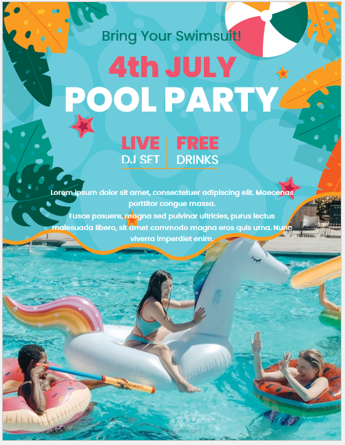 Pool party flyer template