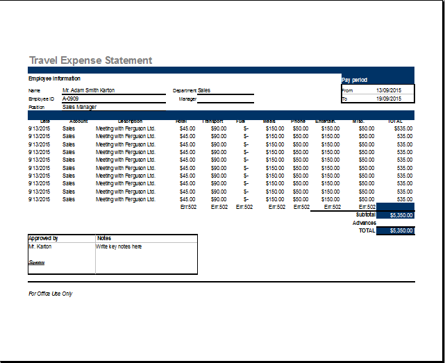 expense report templates microsoft office