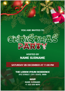 Christmas Party Invitation Cards for MS Word | Edit & Print