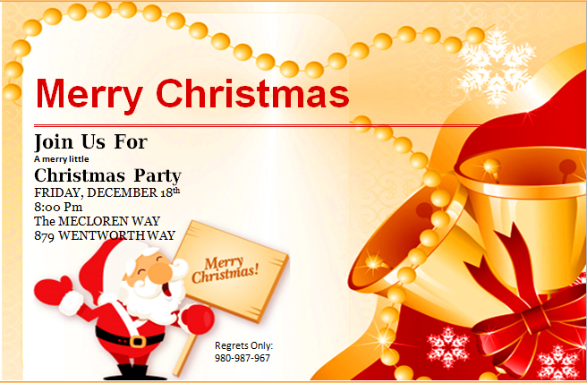 MS Word Merry Christmas Party Invitation Cards Word Excel Templates