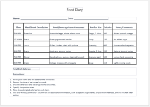 Food Diary template