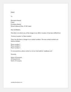 Address Change Notification Letter MS Word | Download Sample