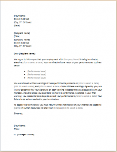 Letter of Termination due to Poor Performance | Word & Excel Templates