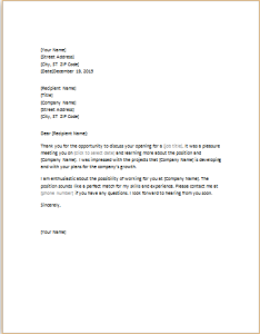 Thank You Letter for Job Interview | Copy/Download