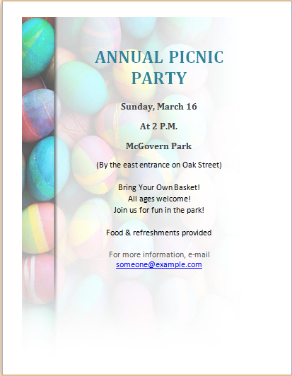 MS Word Editable Printable Picnic Flyer Templates Word Excel Templates