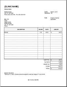 dentist services receipt | Word & Excel Templates