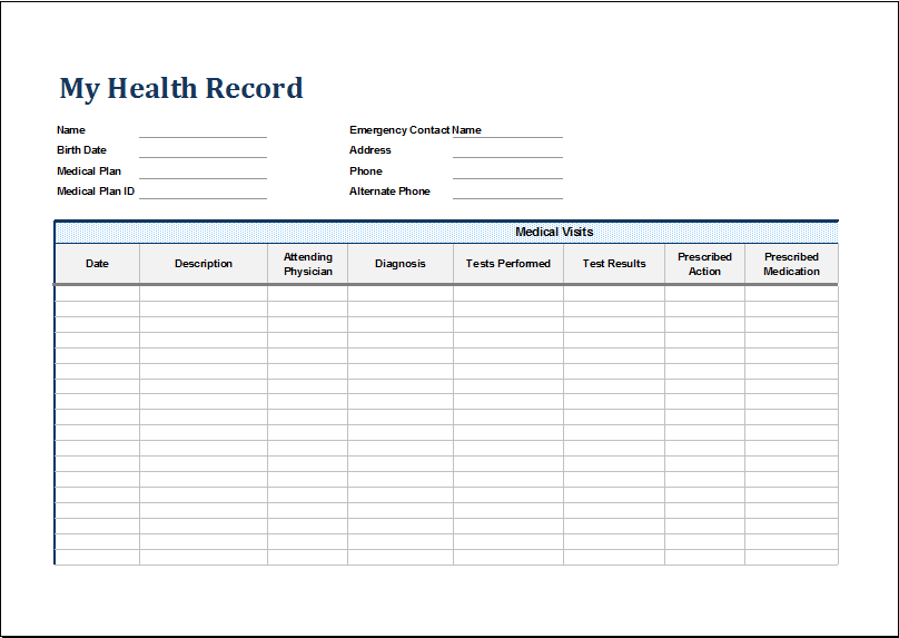 Medical Form Templates For Ms Word And Excel Printable Medical Forms