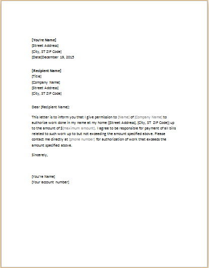Authorization Letter Template for WORD doc Word Excel Templates