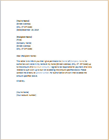 Authorization Letter Template For WORD doc Word Excel Templates