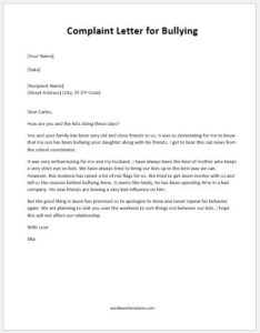 Grievance Letter Template for WORD .doc | Word & Excel Templates