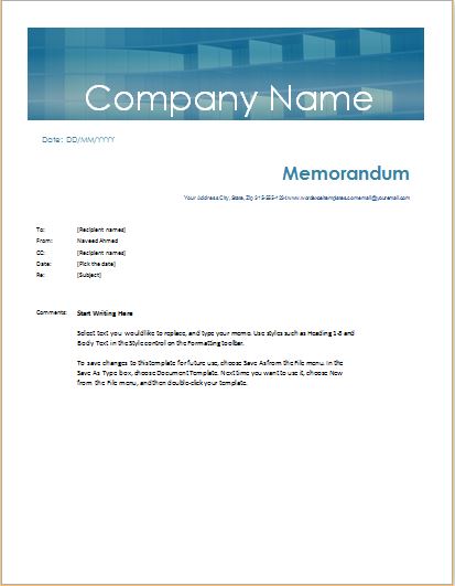 memo template for ms word