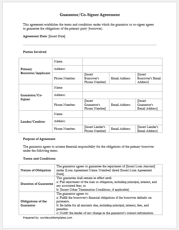 Guarantor/Co-Signer Agreement