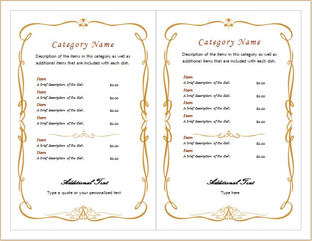 Editable Menu Templates For MS WORD Word Excel Templates