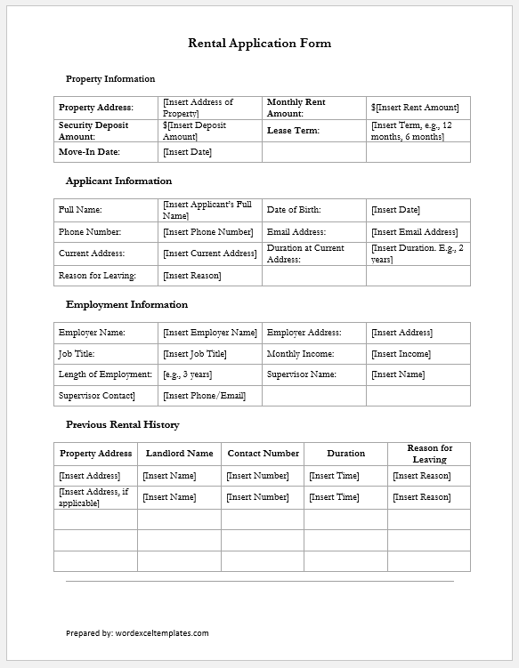 Rental Application Form