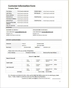 Customer Information Form Template for Word | Download