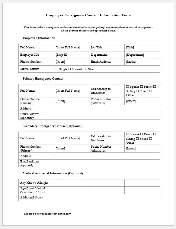 Employee Emergency Contact Information Form