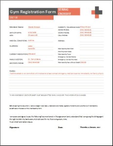 Gym Registration Forms for MS Word and Excel | Download