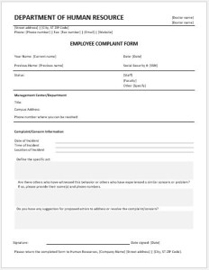 Employee Complaint Forms for MS Word | Download Samples