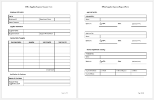 Office Supplies Expense Request Form