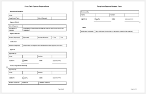 Petty Cash Expense Request Form