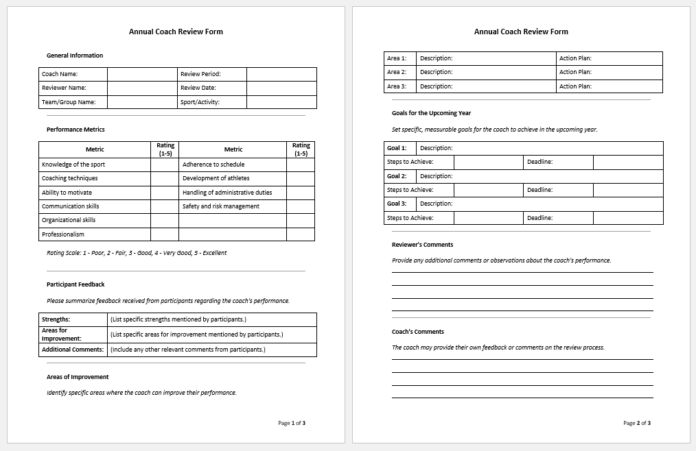 Annual Coach Review Form