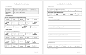 Peer Evaluation Form for Speaker