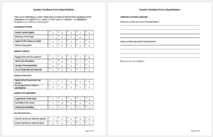 Speaker Feedback Form -Quantitative