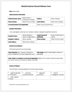 Client/Customer Record Release Form