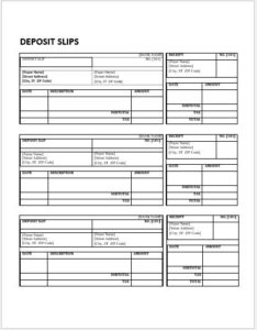 Deposit slips | Word & Excel Templates