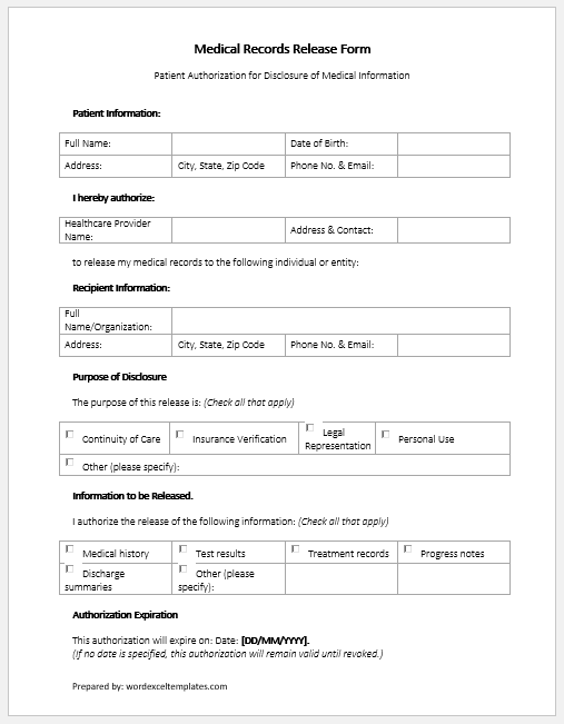 Medical Records Release Form