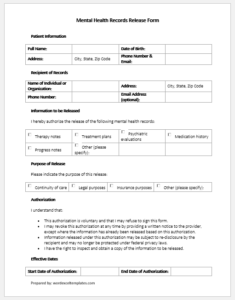 Mental Health Records Release Form