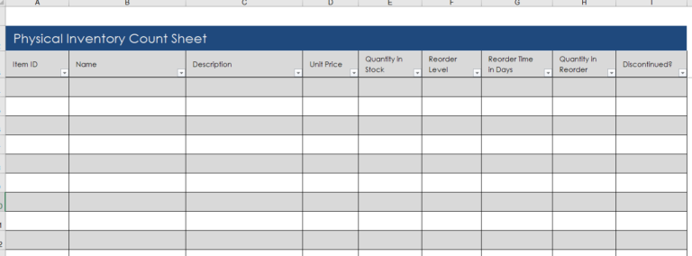 Physical Inventory Count Sheet Template For Excel Download