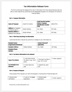 Tax Information Release Form