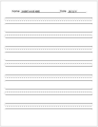 MS Word Lined Papers For Handwriting Practice Word Excel Templates