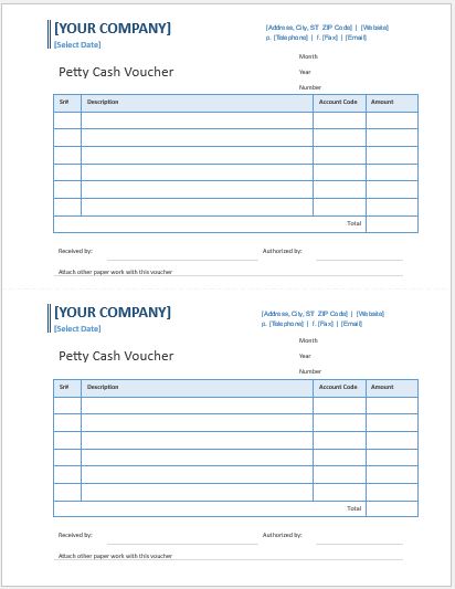 Petty Cash Voucher Templates For MS Word Download File