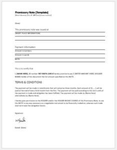 Promissory Note Templates for MS Word | Download Samples