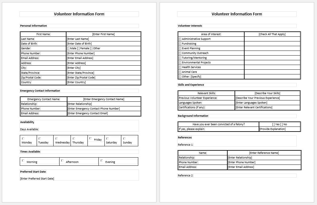 Volunteer Information Form