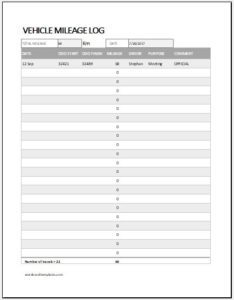 15 Vehicle Mileage Log Templates for MS Word & Excel