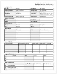Bio Data Form Templates for MS Word | Word & Excel Templates