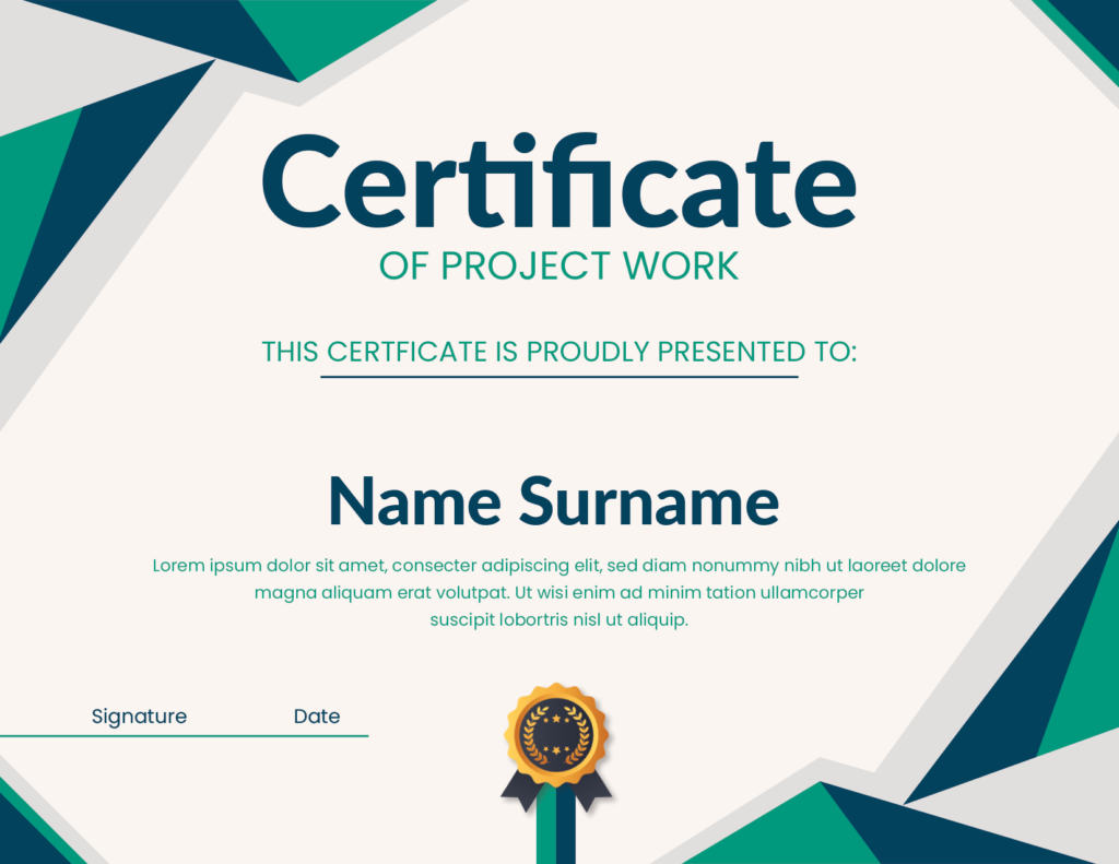 Construction Work Completion Certificate