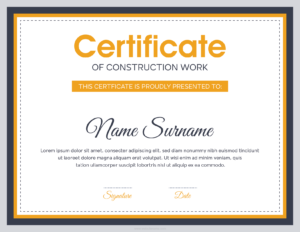 Construction Work Completion Certificate