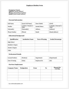 Employee Biodata Form