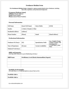 Freelancer Biodata Form