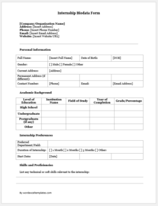 Internship Biodata Form