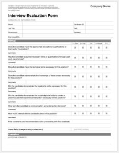 5 Best Interview Evaluation Forms for MS Word | Download