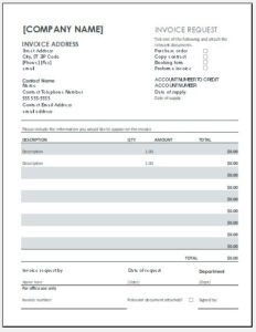 Invoice Request Form Templates For Ms Word & Excel 